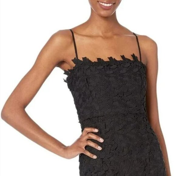 Bardot Liana Leaf Lace Overlay Lined Sleeveless Midi Black Dress Size S - 4 - Picture 16 of 16